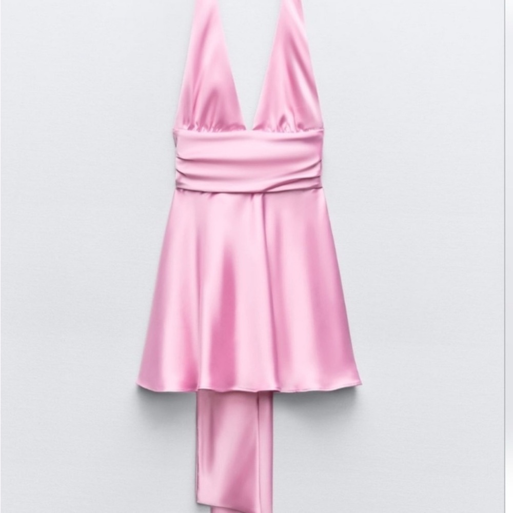 Zara  Satin Effect Halter Dress